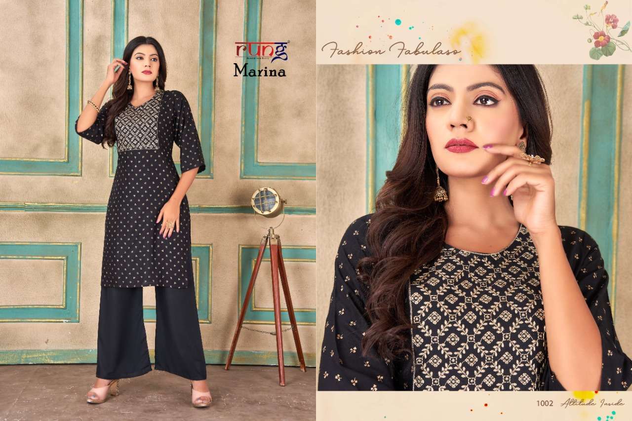 rung marina series 1001-1008 heavy rayon kurti 
