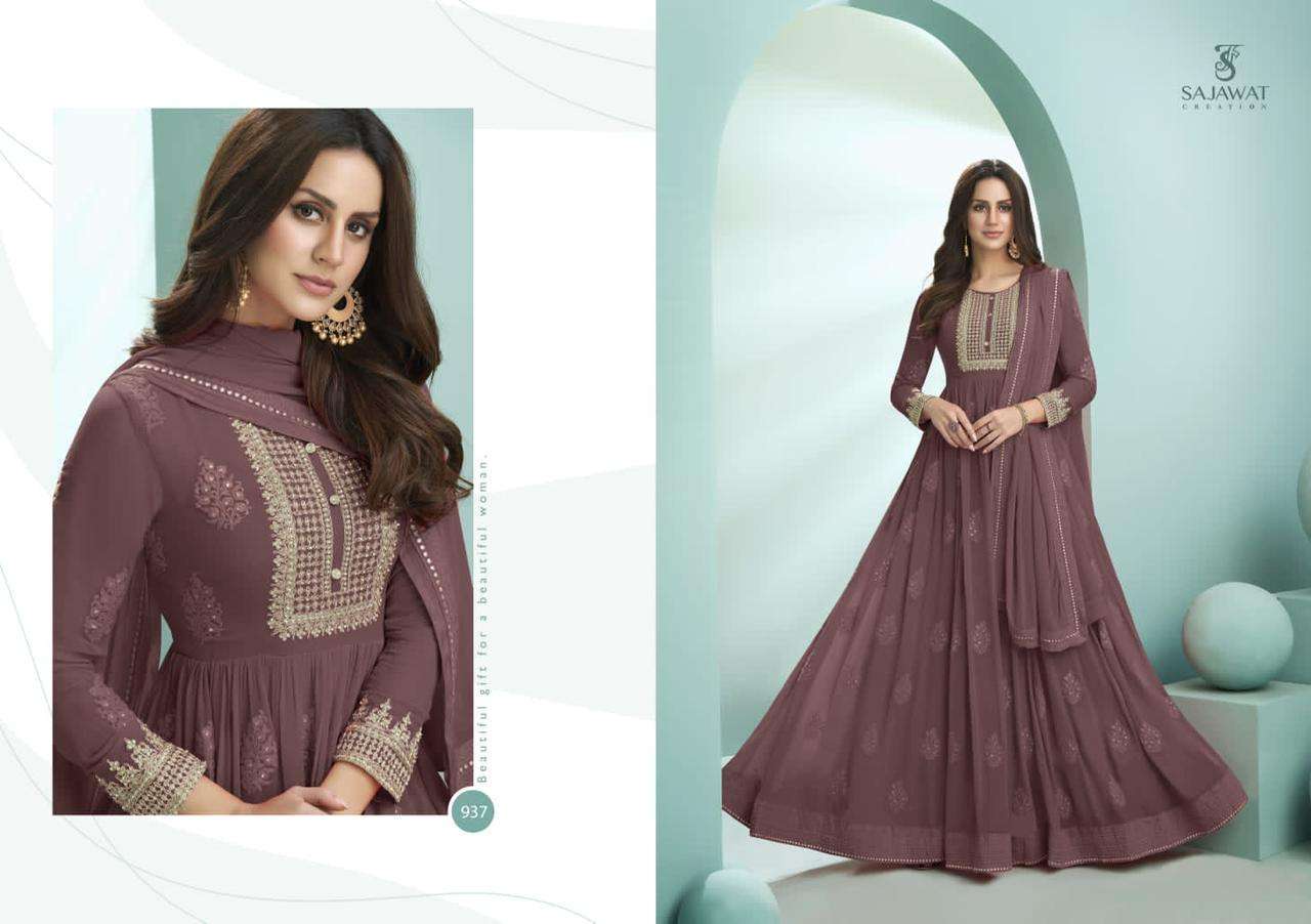 sajawat kalpi gold series 937-940 heavy faux georgette suit