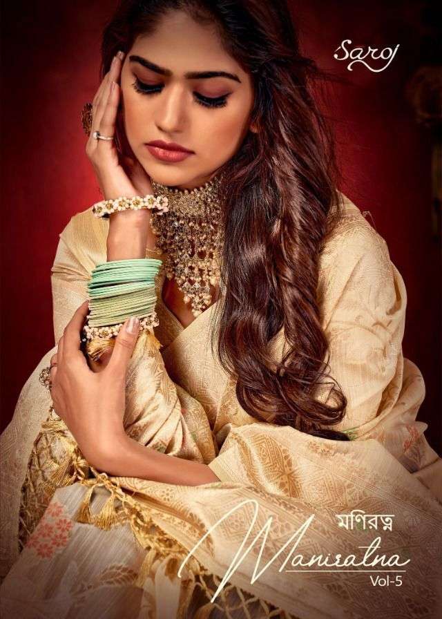 saroj maniratna vol 5 series 1001-1008 pure linen saree