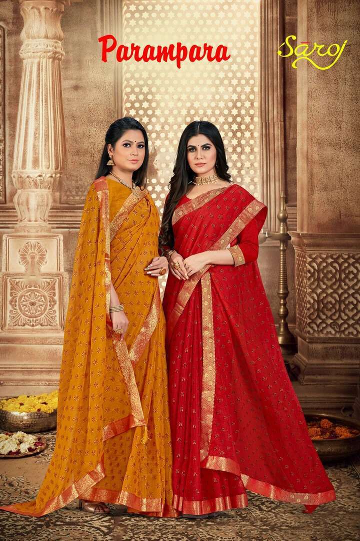 saroj parampara series 14101-14108 sahi chiffon saree