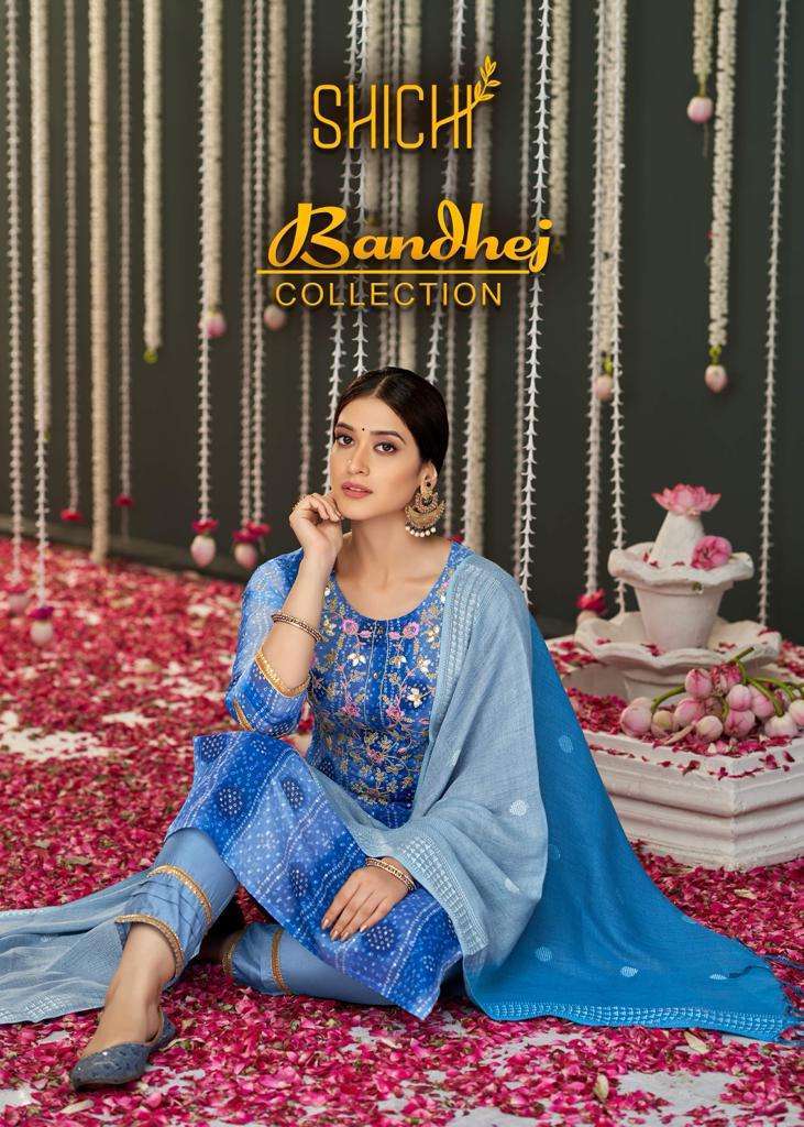 shichi bandhej series 79-84 chiffon readymade suit 