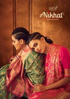 shichi nikhat series 1482001-1482006 blended silk saree