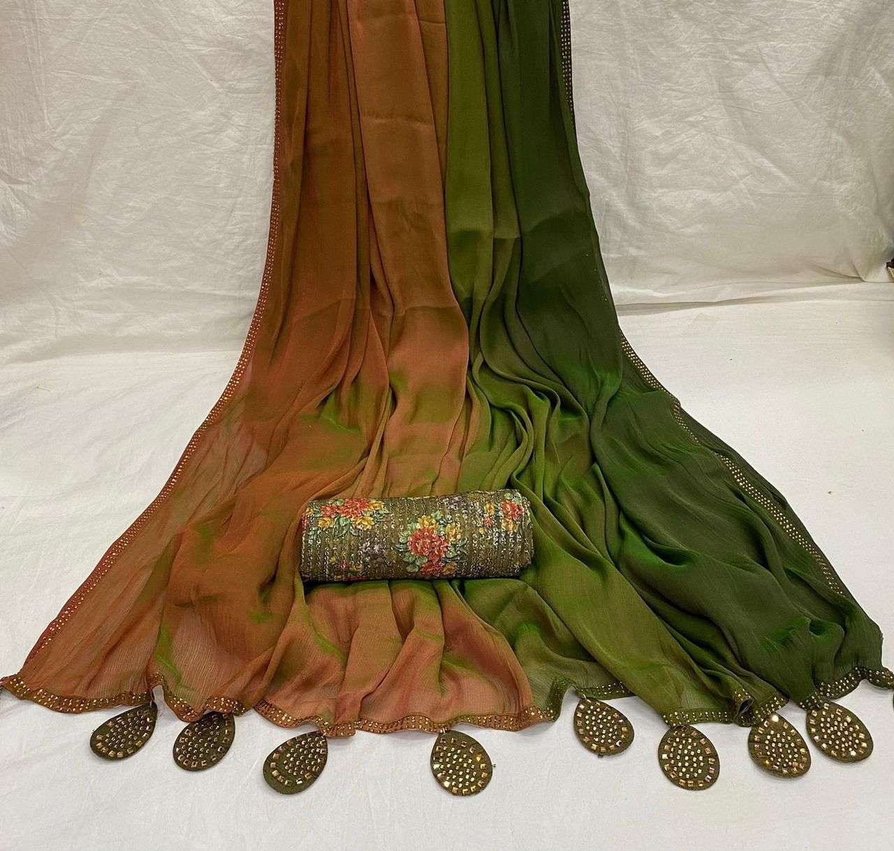 SR ARUNA-2 DESIGNER 3D VELVET CHIFFON SAREE 