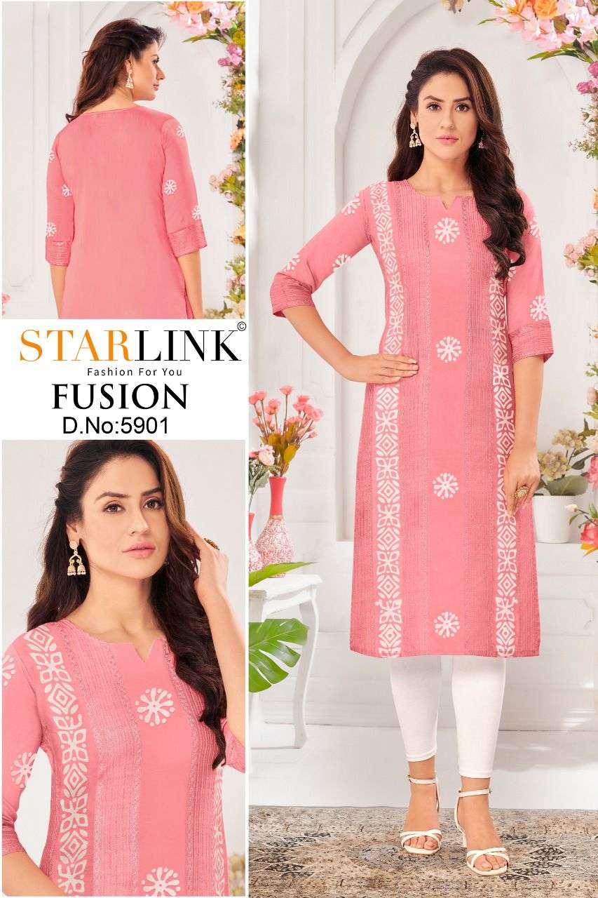 starlink fusion series 5901-5910 dyable chanderi kurti 