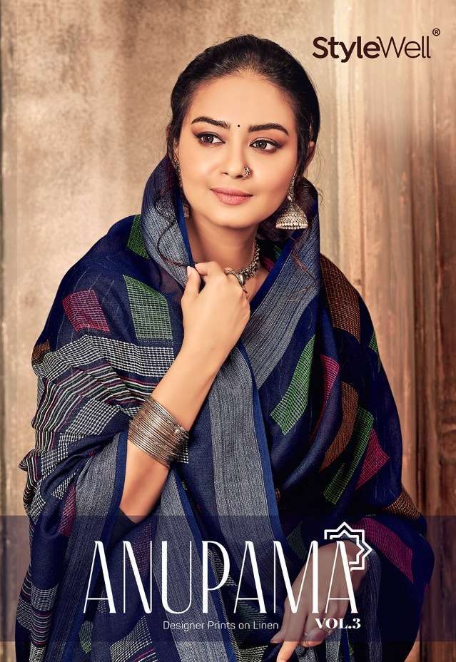 stylewell anupama vol 3 series 831-837 linen saree