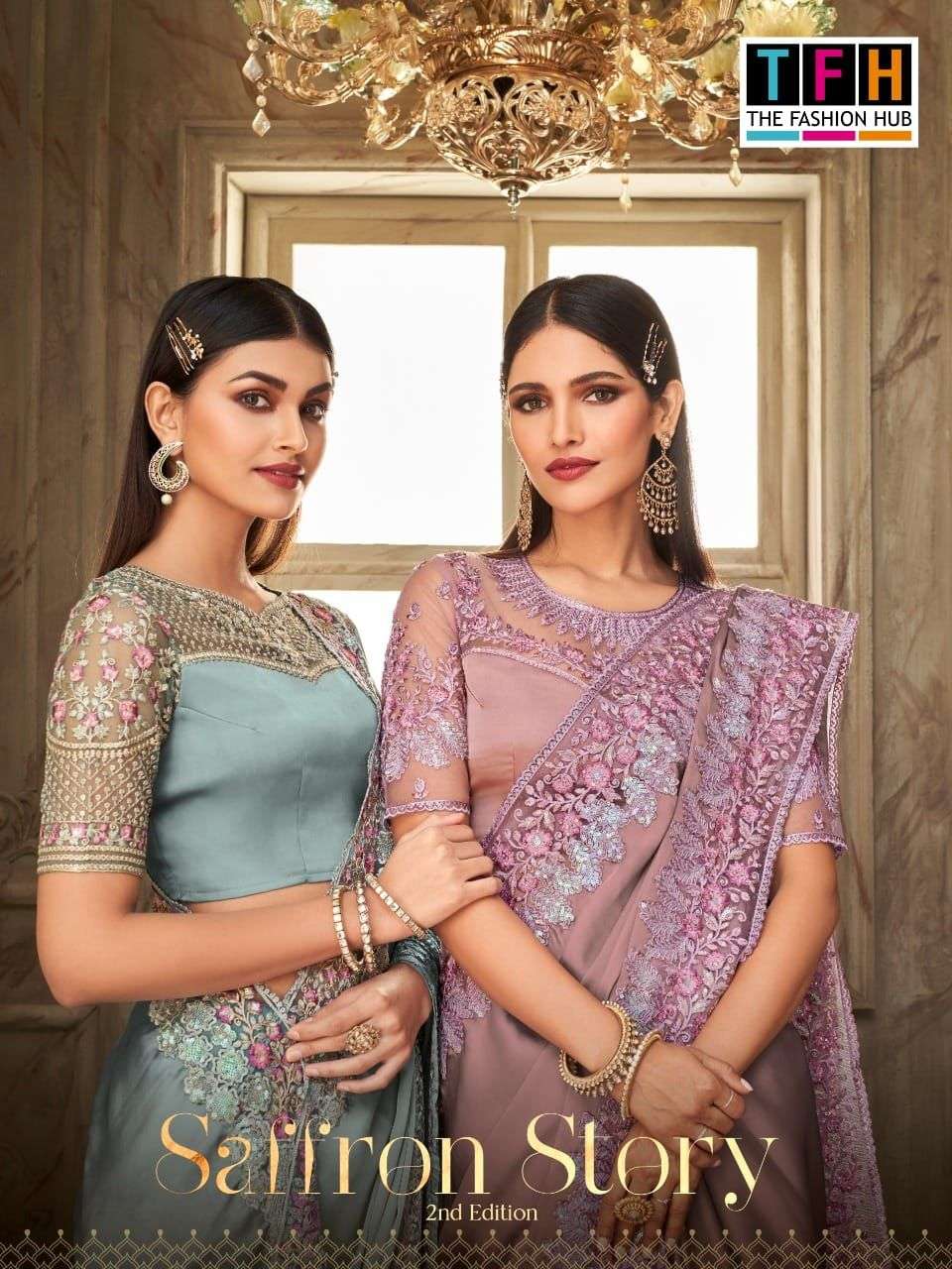 tfh saffron story 2nd edition designer silk saree 