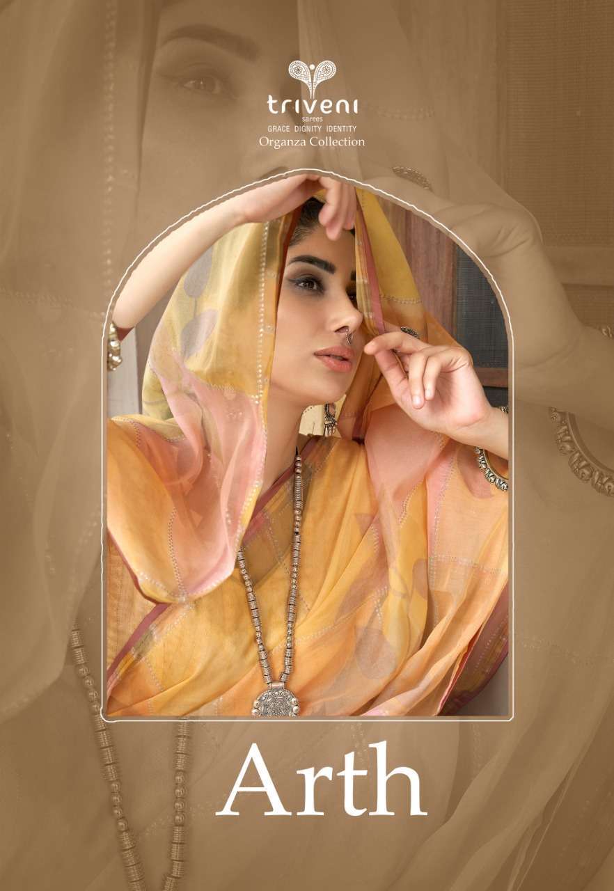 triveni arth series 17031-17038 organza printed saree