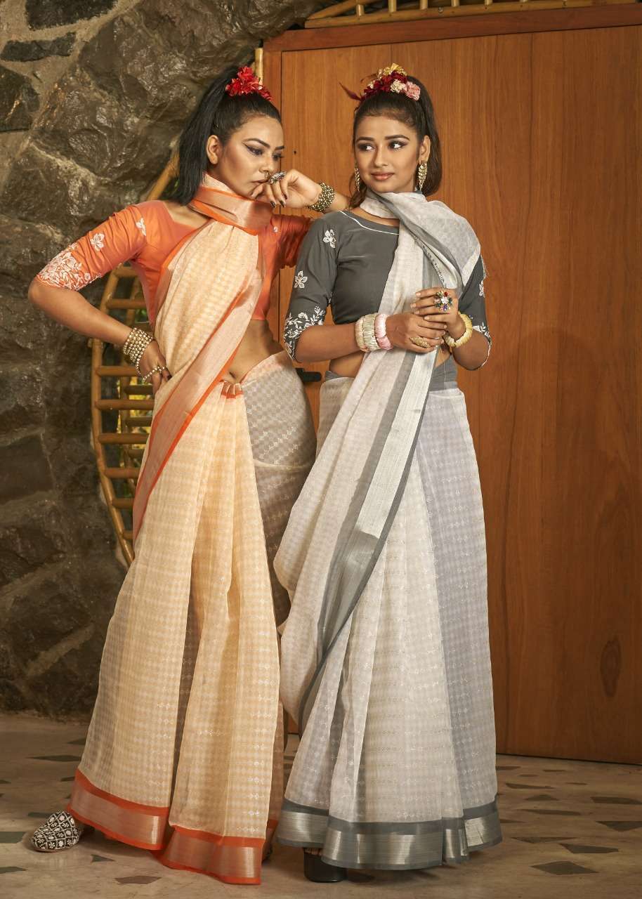 triveni iconic series 34571-34578 organza saree 