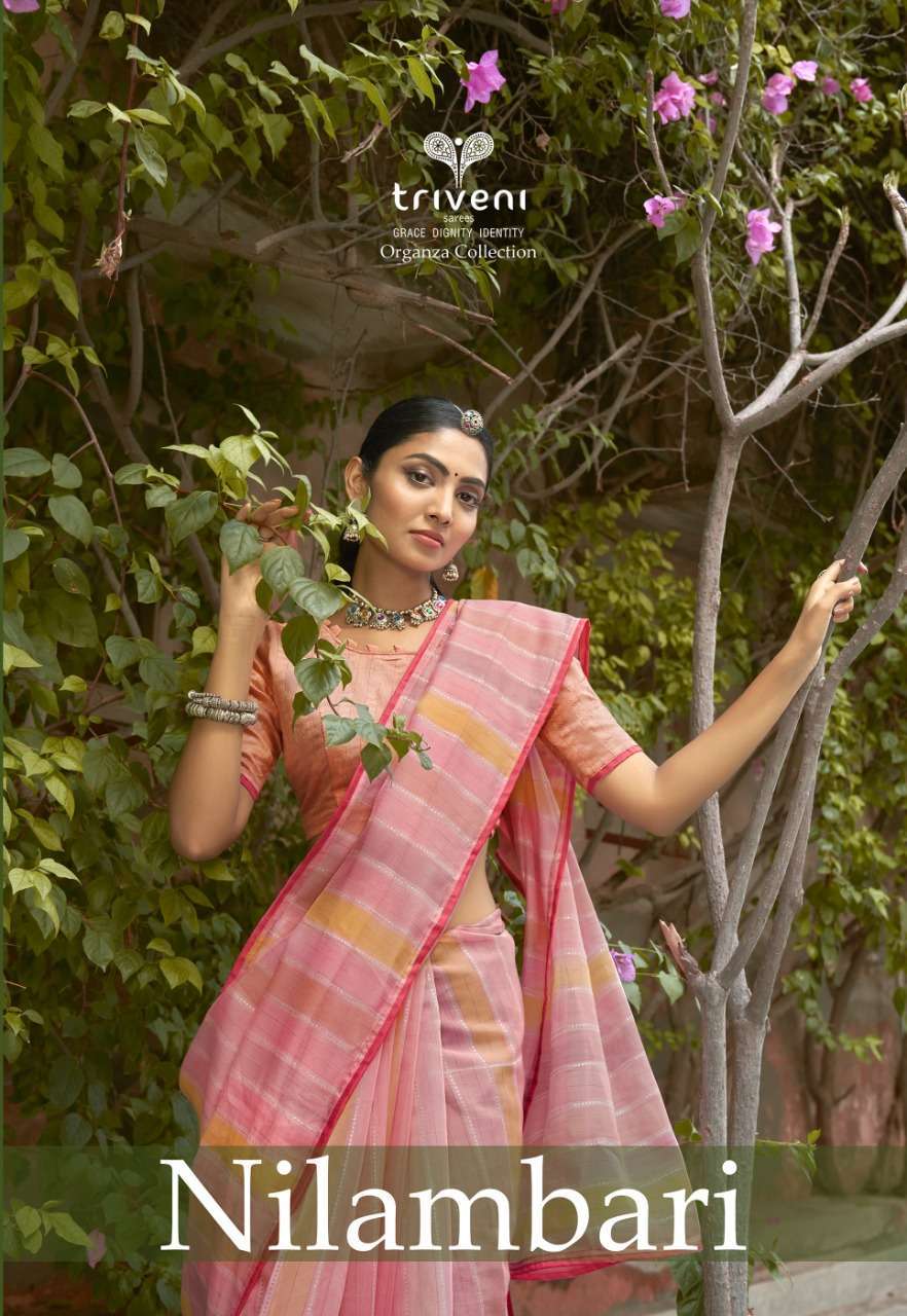 triveni nilambari series 16061-16068 organza saree