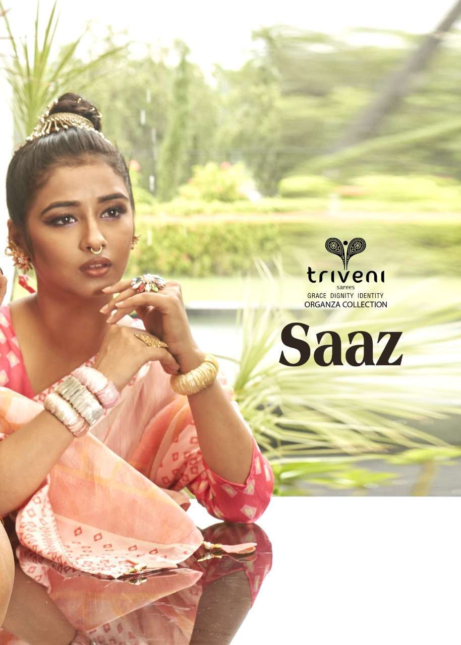 triveni saaz series 34601-34608 organza saree