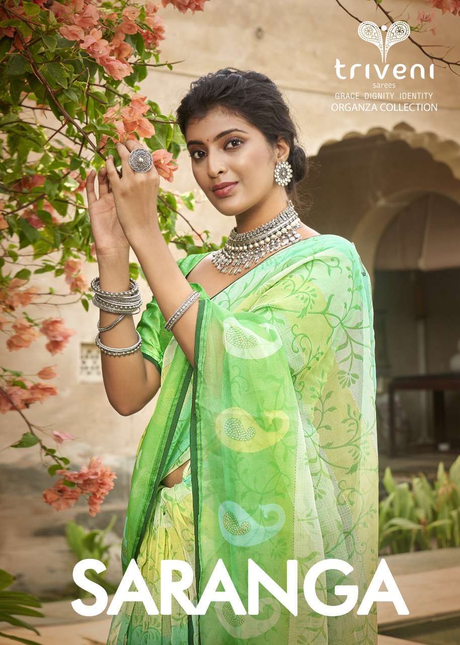 triveni saranga series 34551-34558 organza saree 