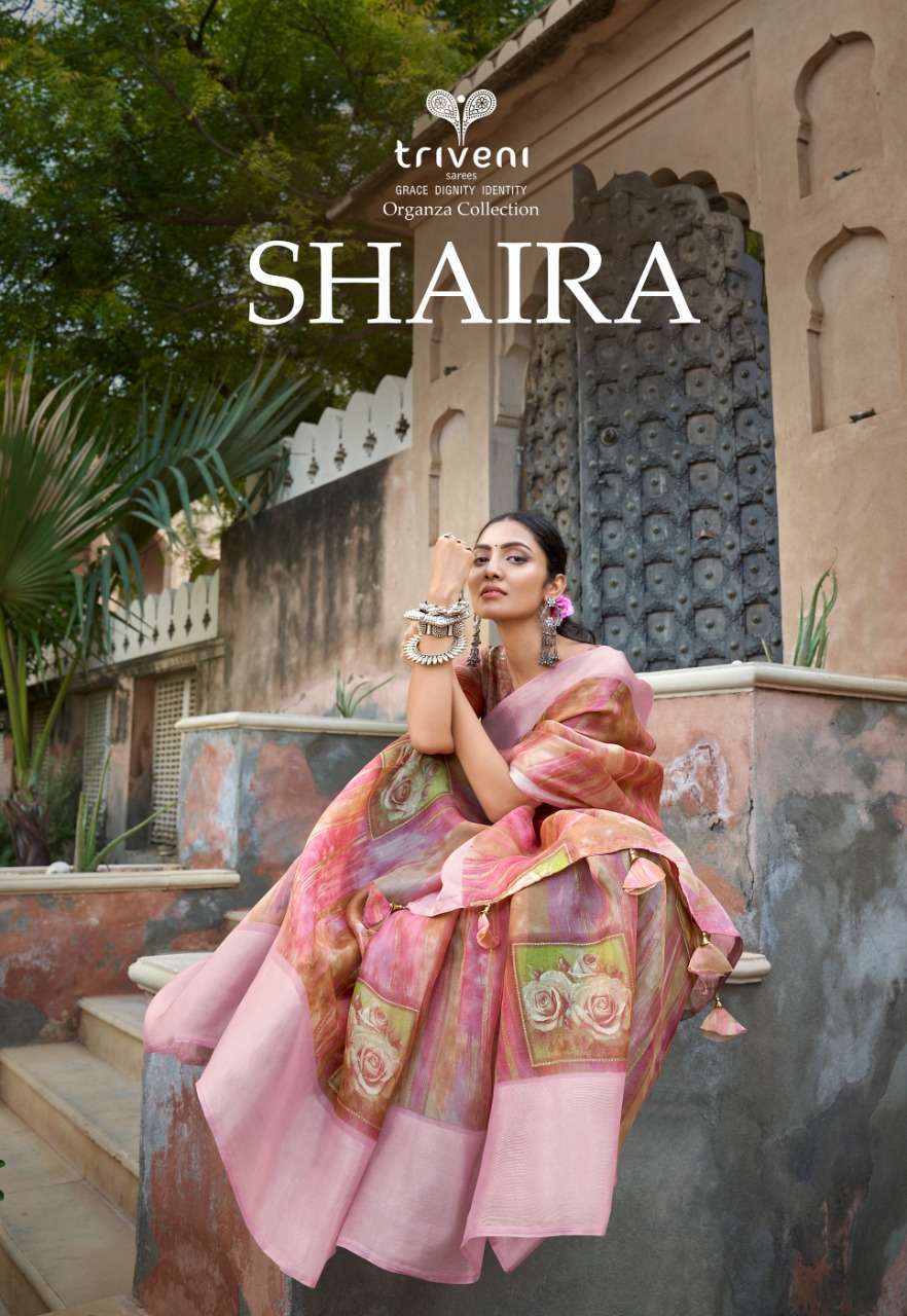 triveni shaira series 17001-17018 organza saree 