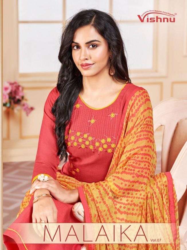 vishnu impex malaika vol 7 series 66001-66012 cotton suit