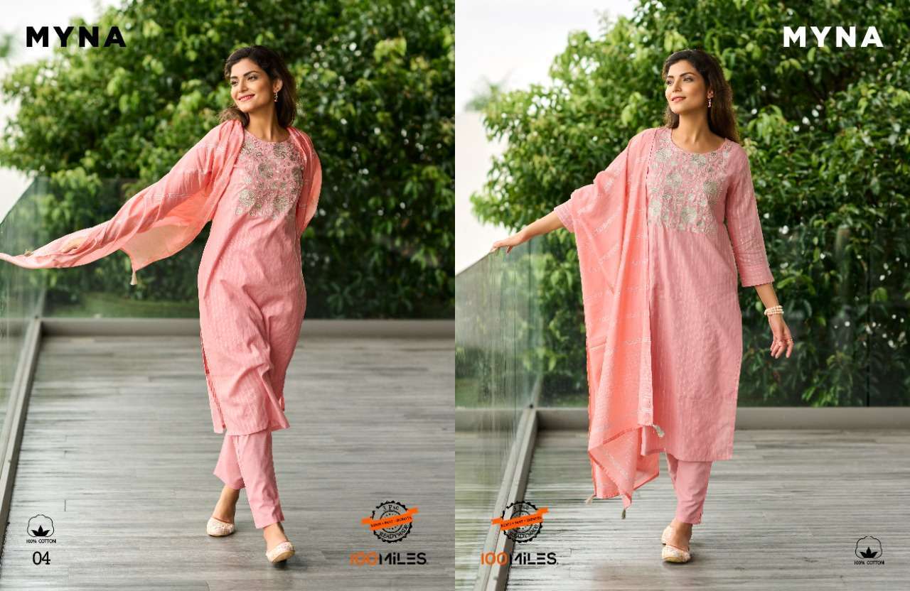 100 miles myna series 01-04 pure cotton readymade suit