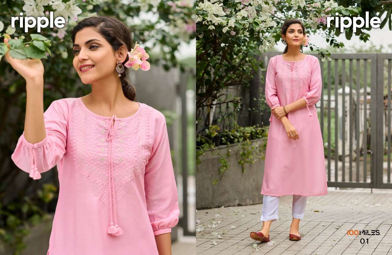 100 miles ripple series 01-04 fancy chikankari kurti 