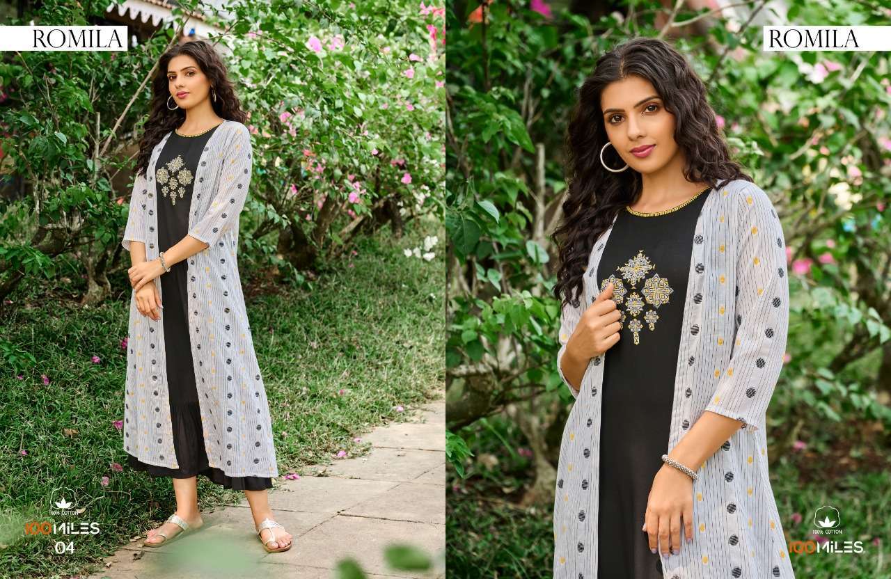 100 miles romila series 01-04 pure cotton kurti 