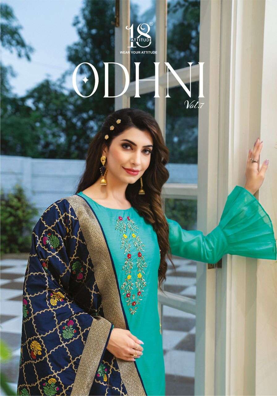 18 attitude odhni vol 7 series 7001-7007 chanderi silk kurti with dupatta