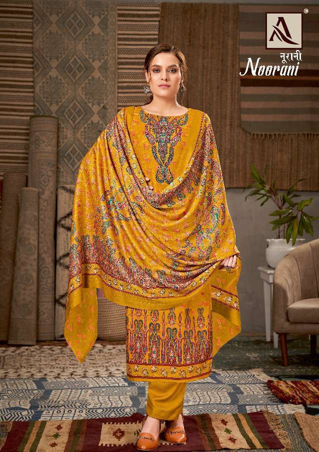 alok noorani series 1077001-1077008 pure wool pashmina suit 