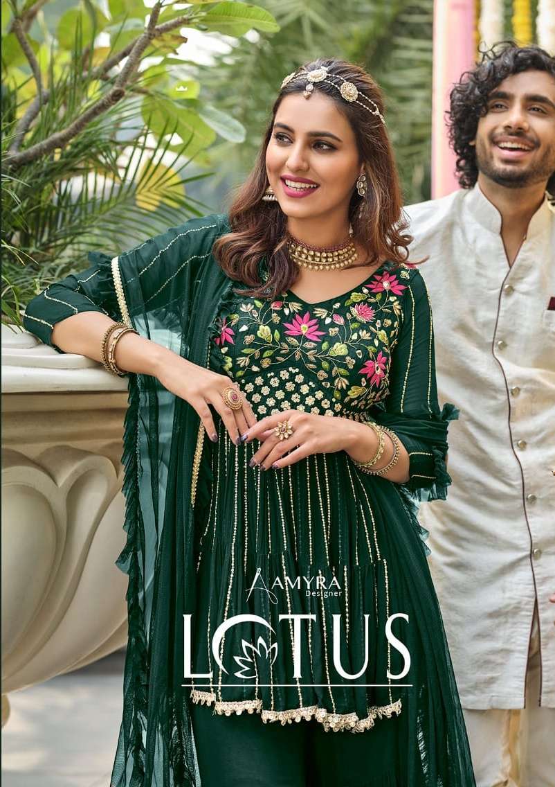 amyra lotus series 101-104 heavy blooming georgette suit 