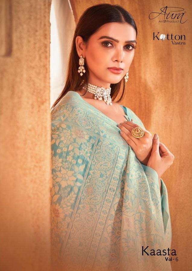 aura kaasta vol 6 series 9301-9306 cotton vastra saree