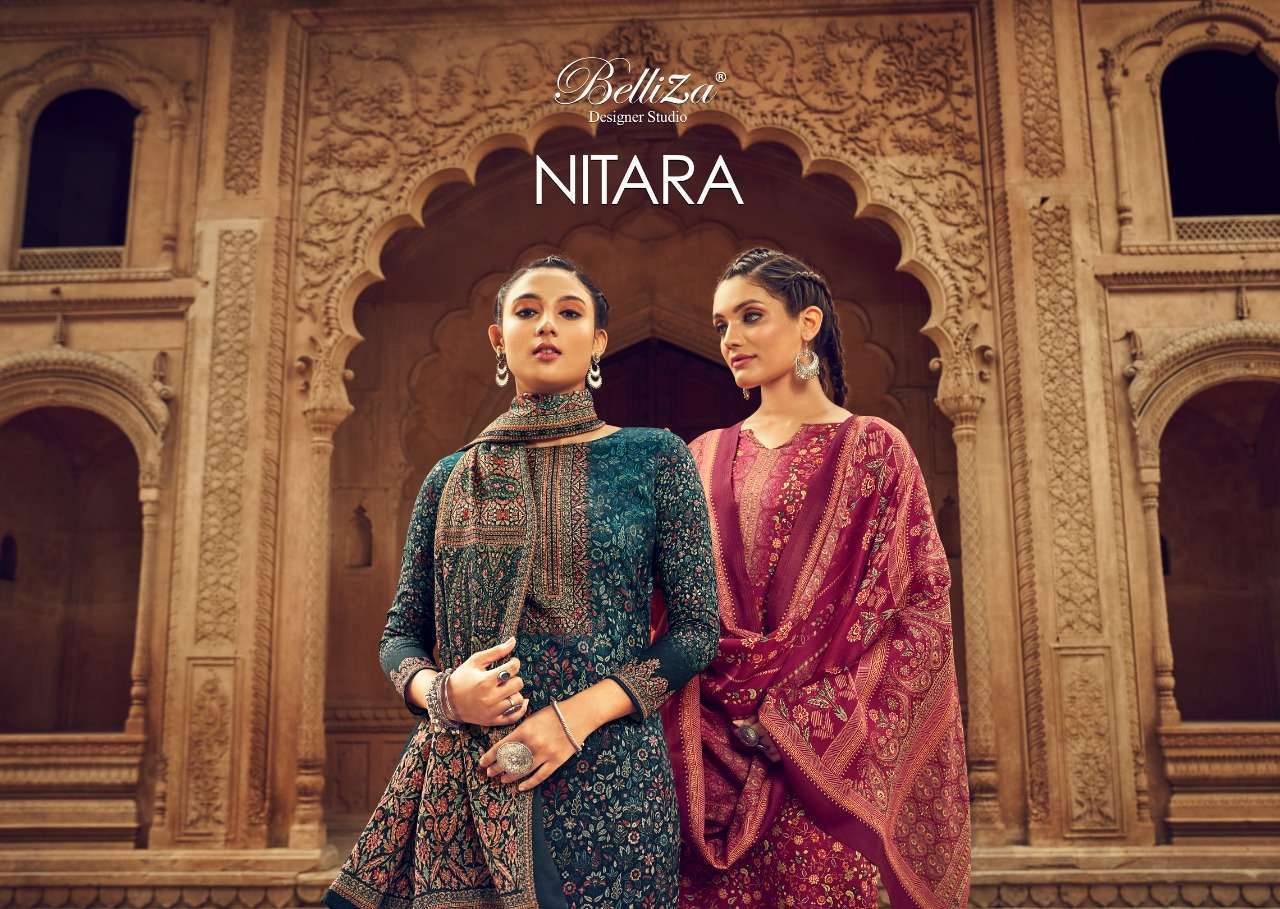 belliza nitara series 731001-731008 pure wool pashmina suit 