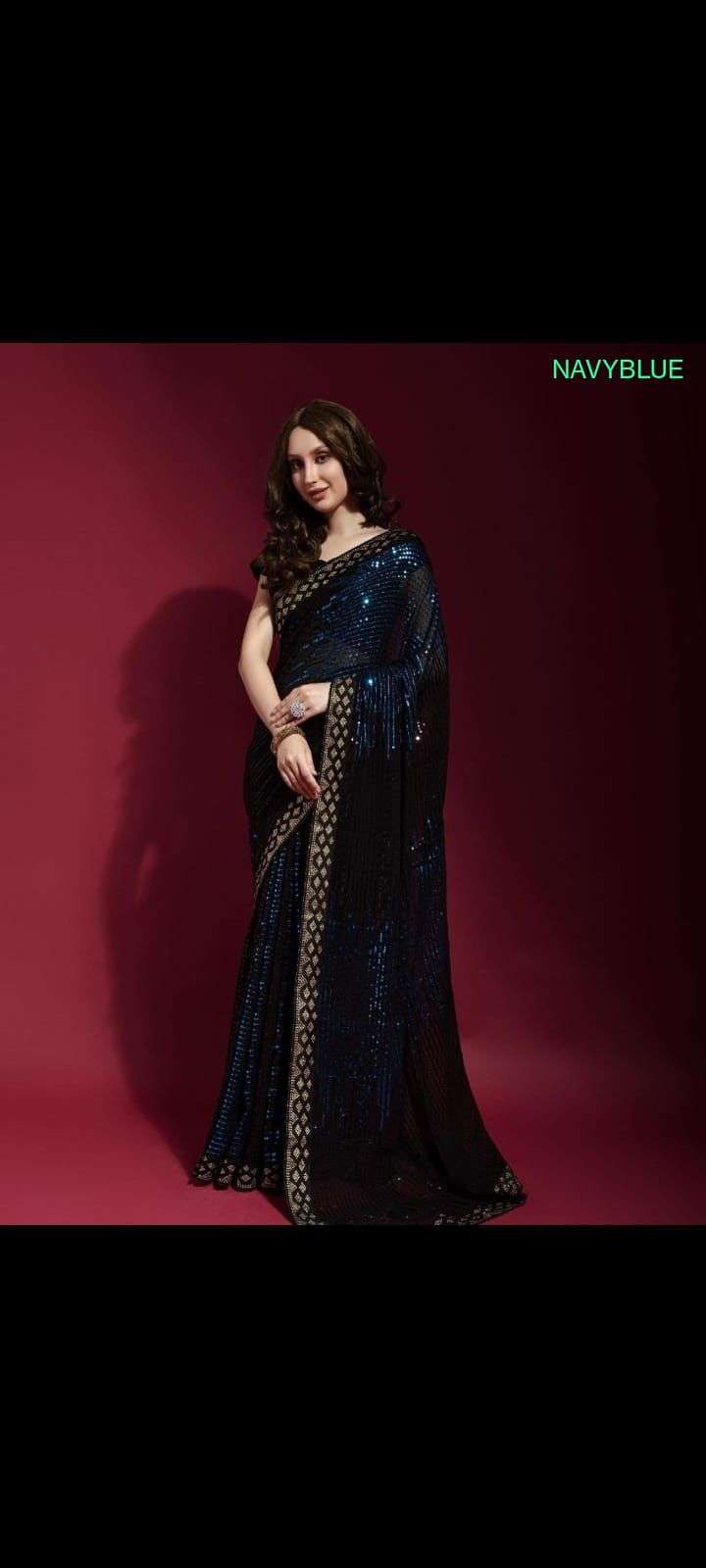 bt-16 designer 60 gram georgette saree sequence