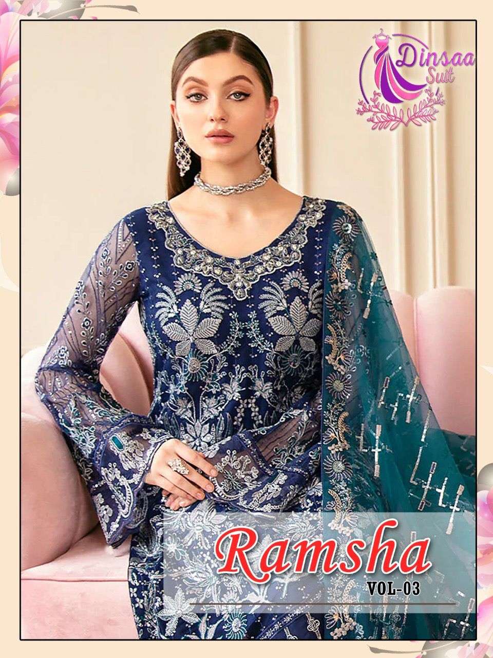 dinsaa suit 139-141 designer georgette suit 