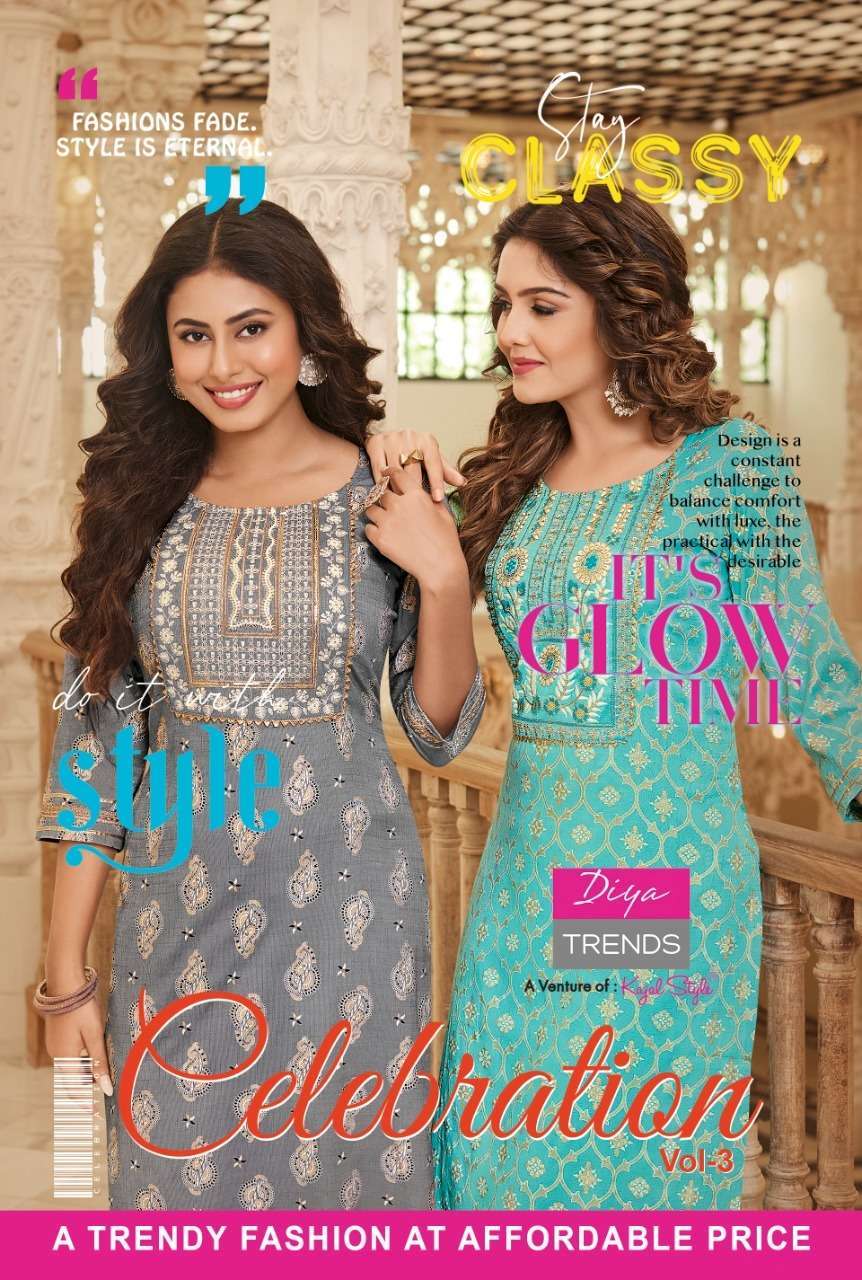 diya trends celebration vol 3 series 3001-3010 two tone rayon kurti