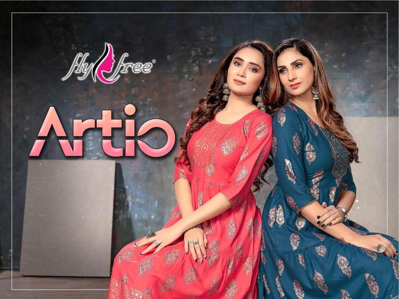 fly free artio series 101-108 heavy rayon kurti 