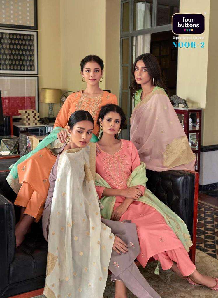 four buttons noor vol 2 series 2061-2066 viscose silk readymade suit 