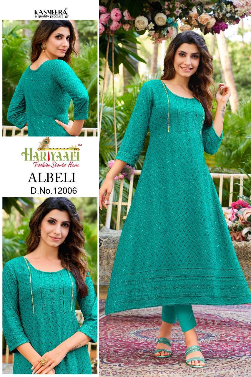 hariyaali albeli series 12001-12010 rayon kurti 
