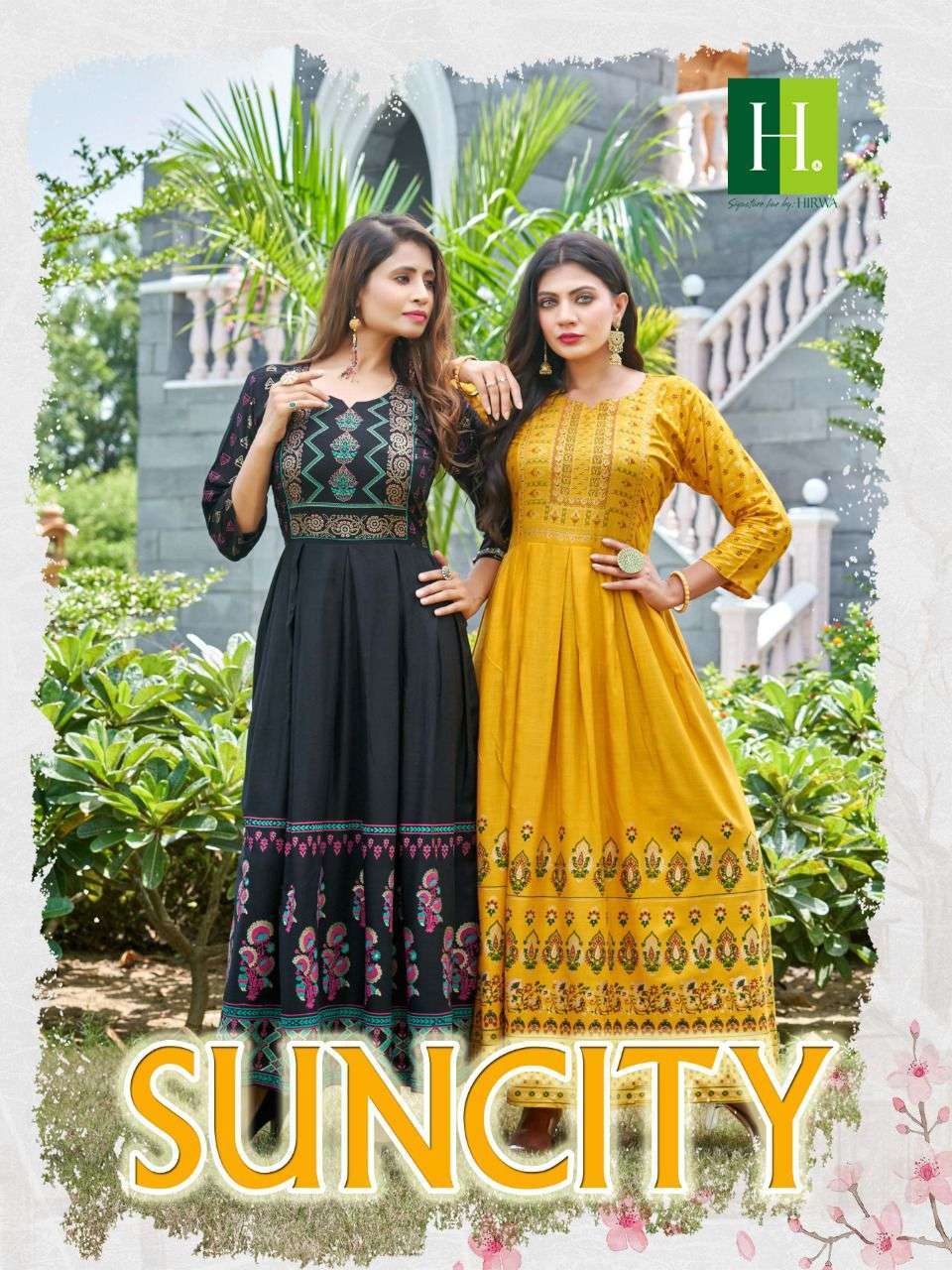 hirwa suncity series 1001-1010 heavy rayon slub kurti 