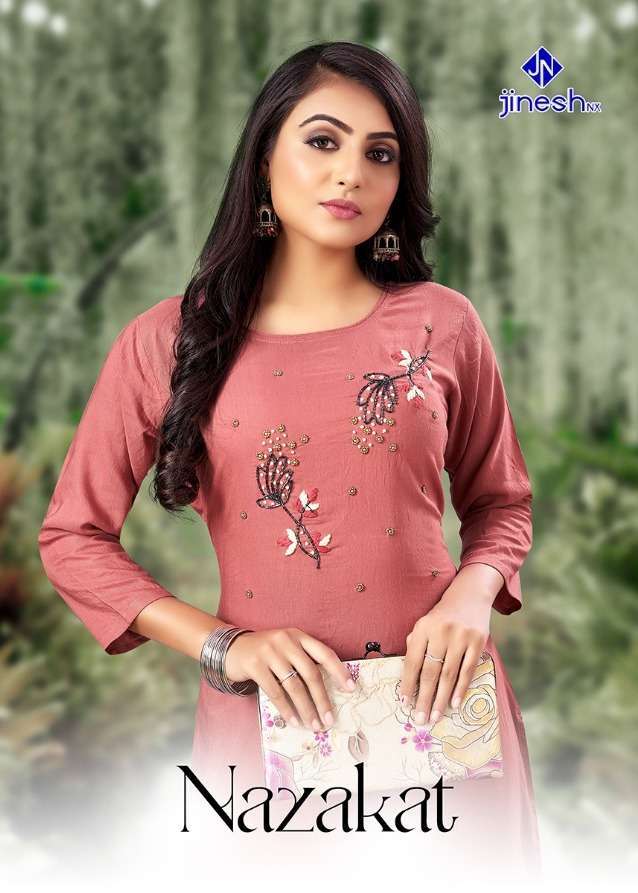 jinesh nx nazakat series 1001-1008 viscose slub kurti