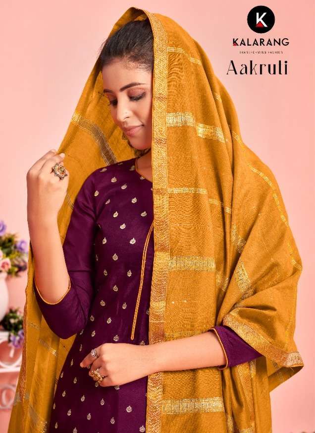 kalaang aakruti series 4631-4636 pure muslin dola jacquard suit 