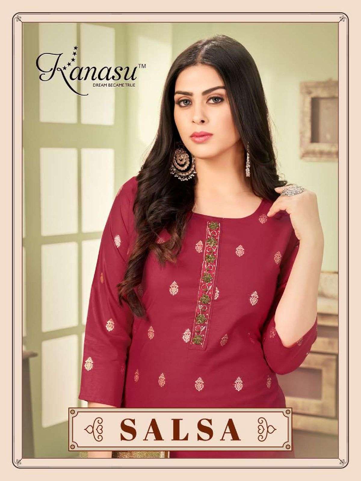 kanasu salsa series 1001-1008 chanderi dola silk kurti 
