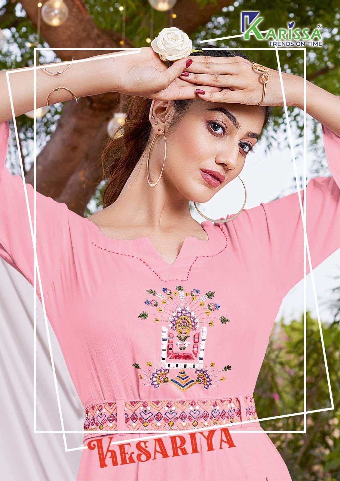 karissa kesariya series 1001-1006 premium viscose kurti 