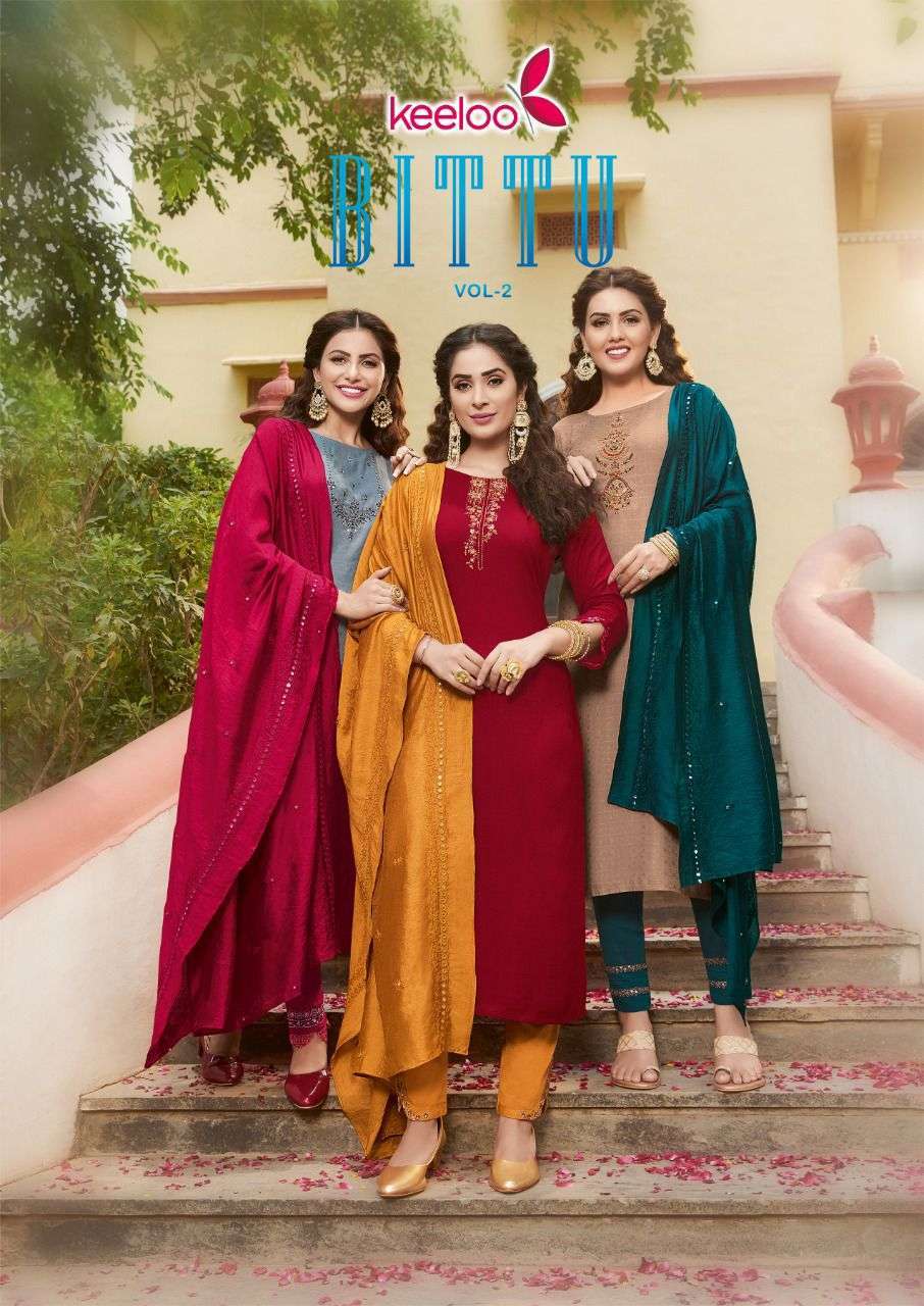 keeloo bitu vol 2 series 1007-1012 rayon chex dobby readymade suit 