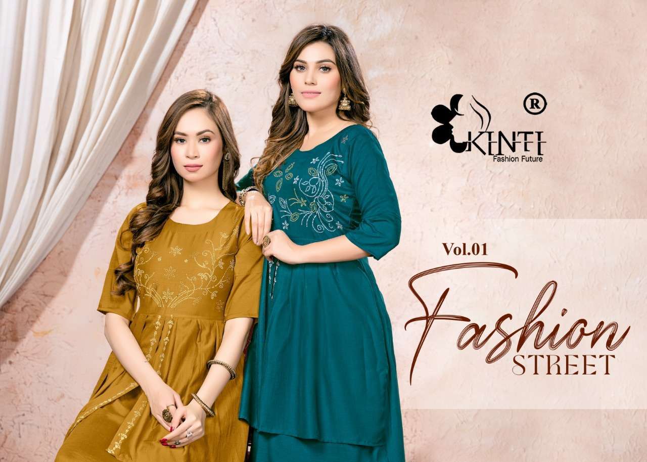 kinti fashion street series 101-108 chinon silk kurti 