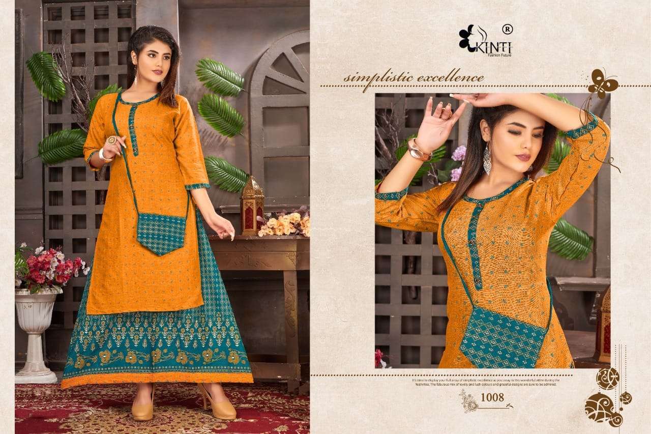 kinti hellaro 17 series 1001-1008 rayon two tone kurti