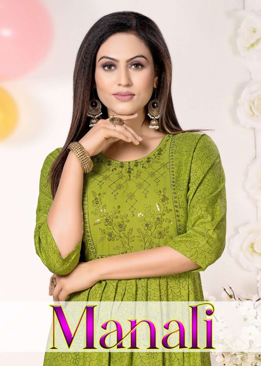 mayra manali series 501-508 14 kg rayon kurti 