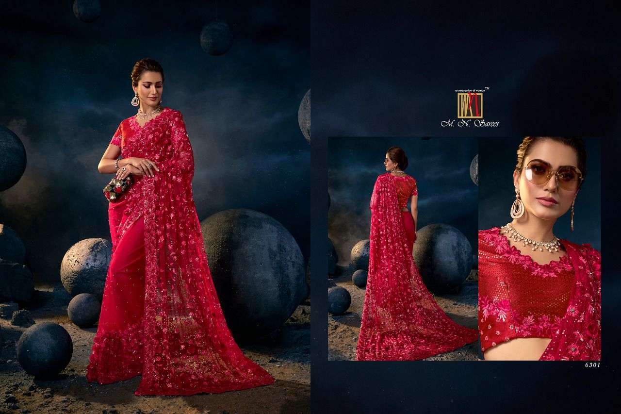mn saree swarovski vol 4 series 6301-6318 pure silk saree