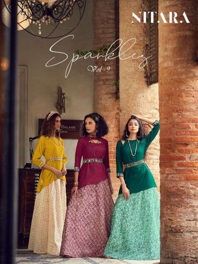 nitara sparkles vol 9 series 6801-6806 viscose silk kurti 