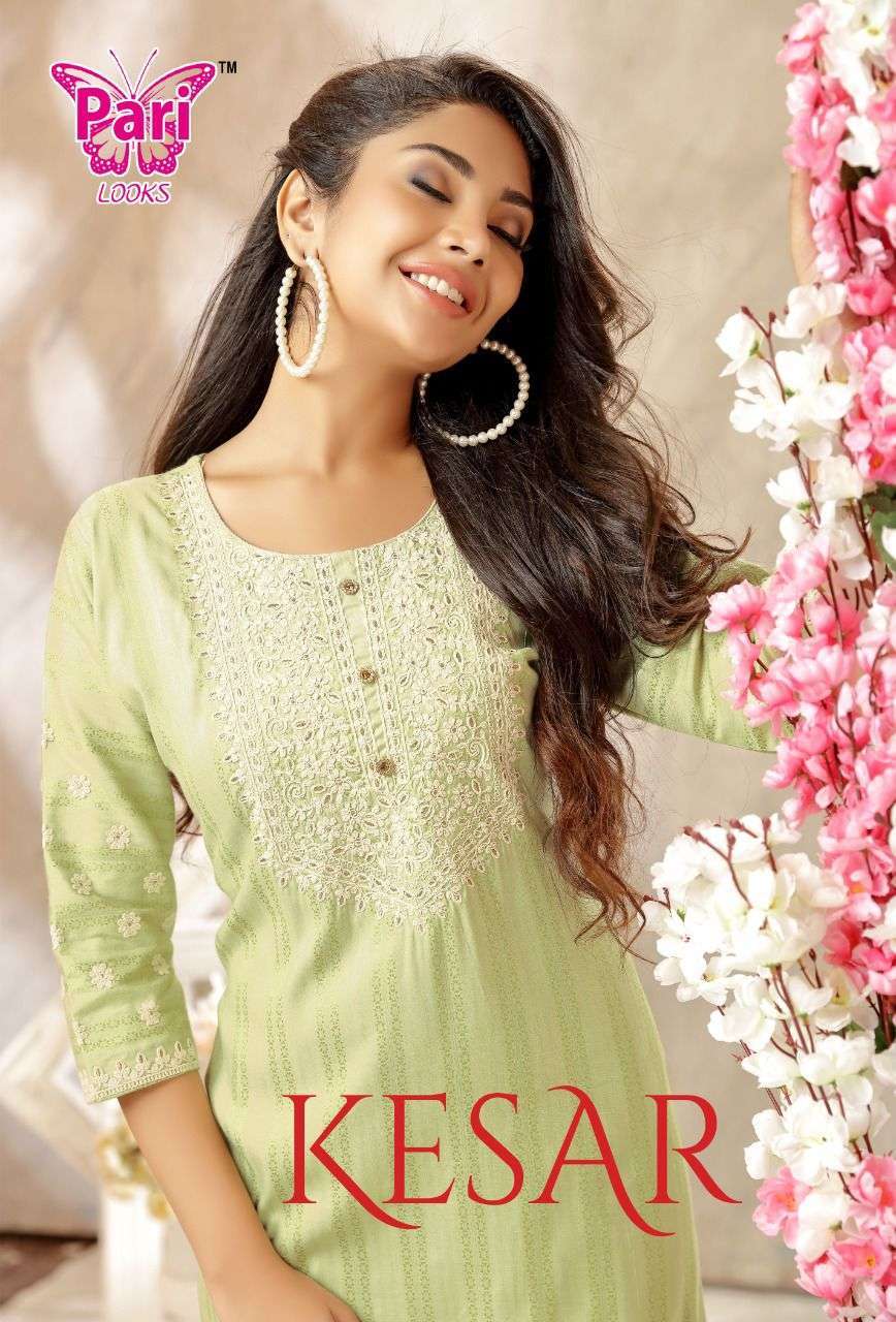 pari kesar series 101-107 18 kg rayon kurti 