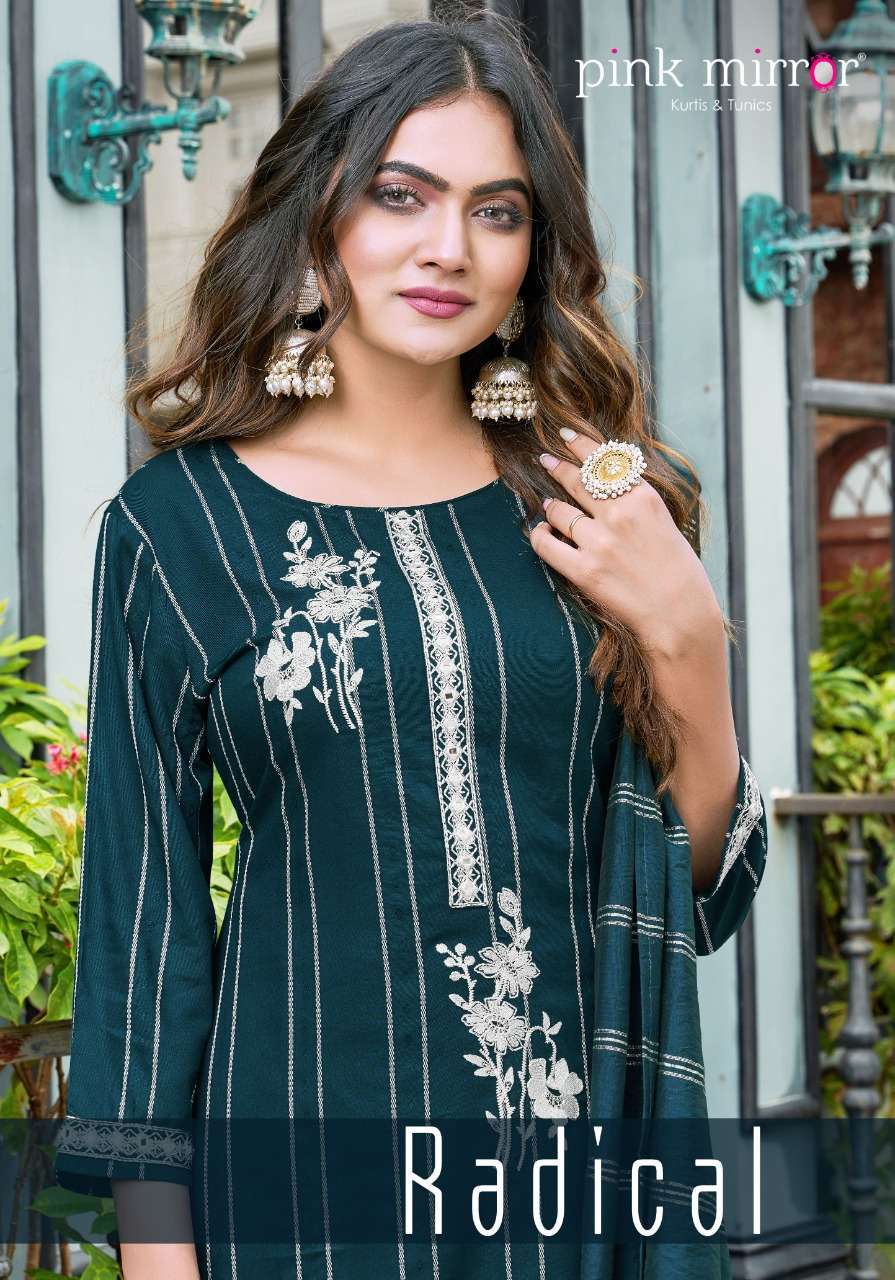 pink mirror radical series 1001-1006 viscose readymade suit