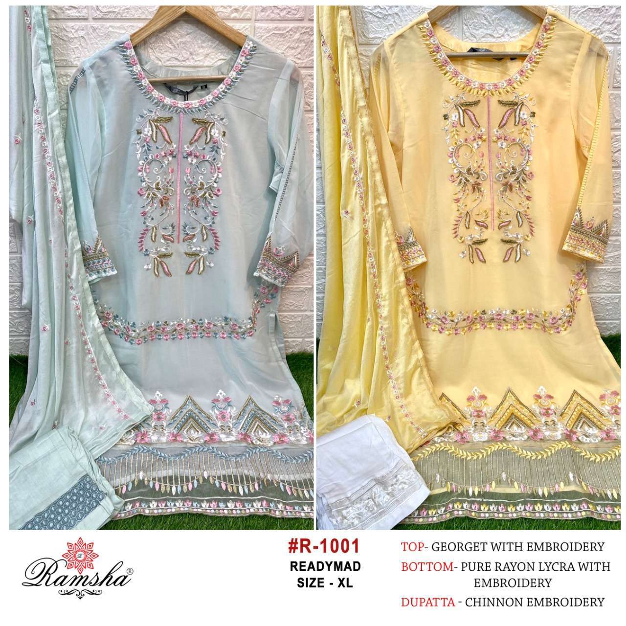 ramsha r-1001 georgette embroidery khatli suit 