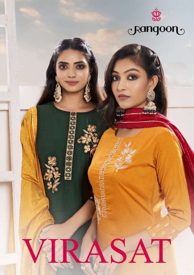 rangoon virasat series 3941-3944 pure muslin readymade suit