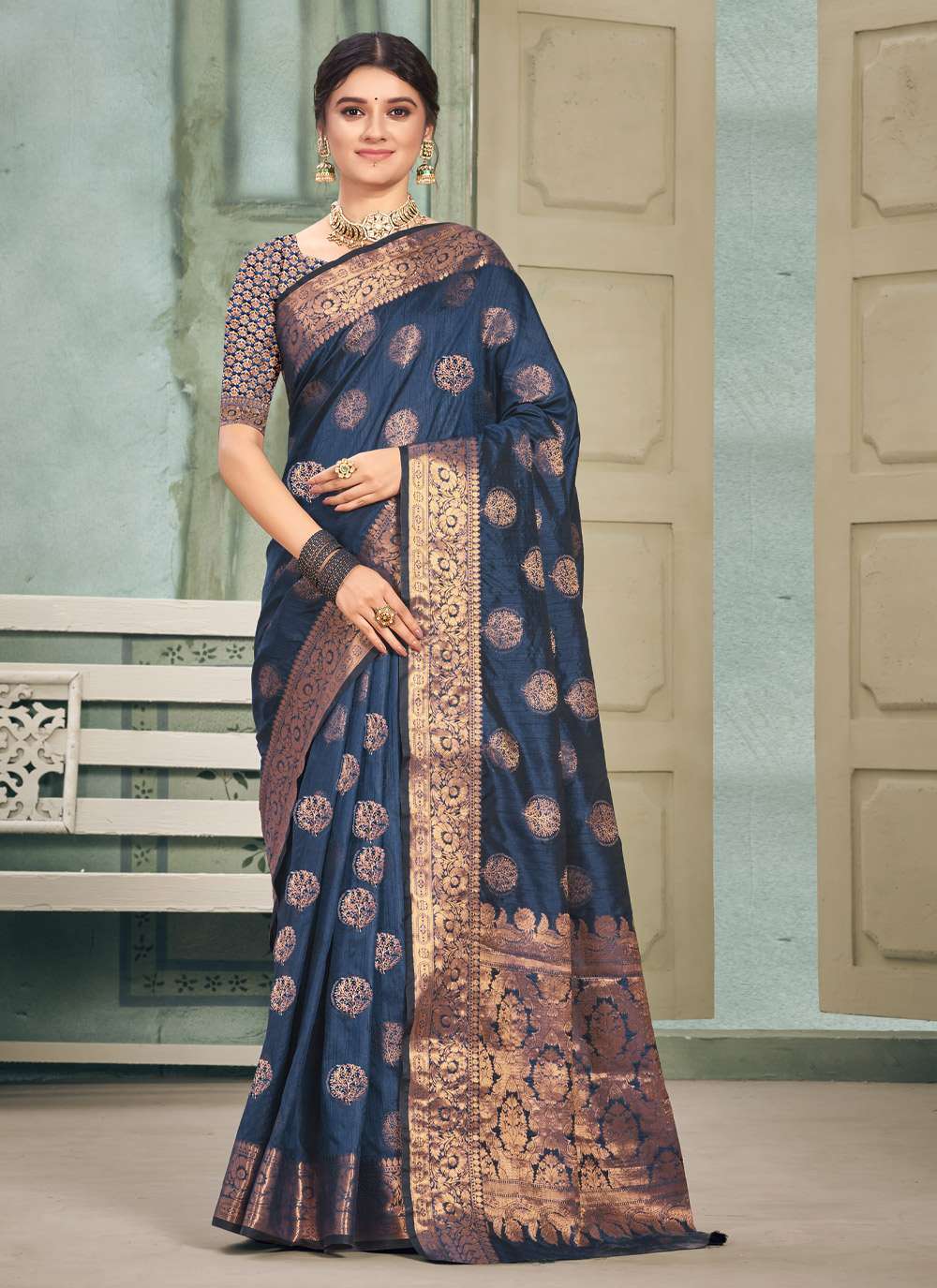 sangam prints aura cotton silk saree