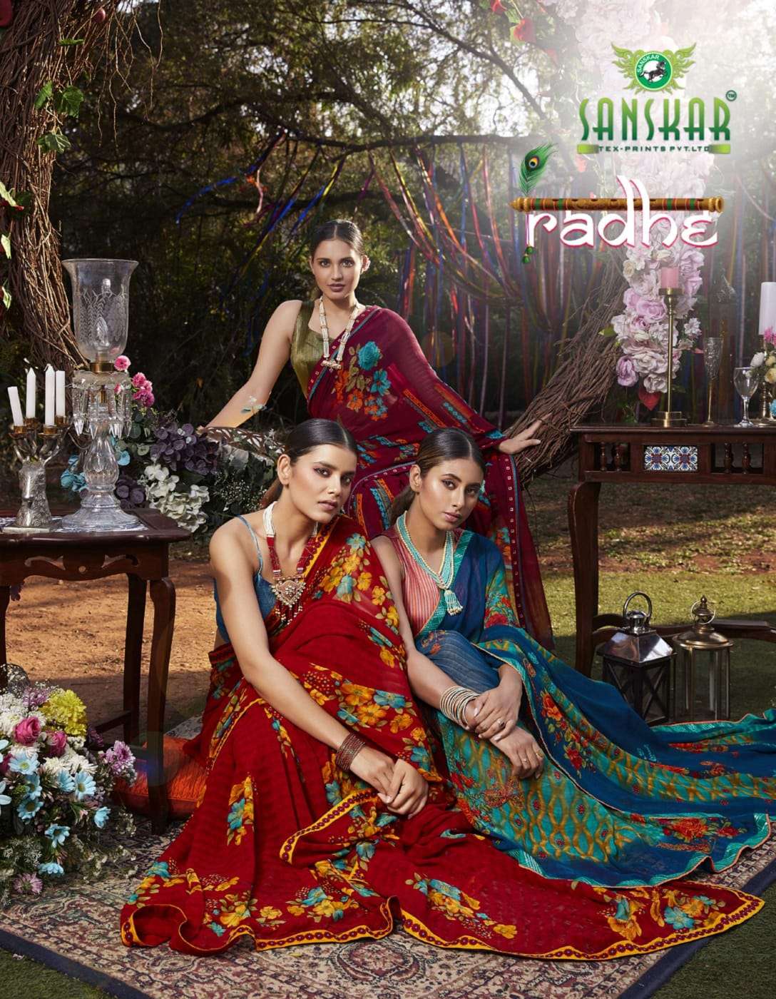 sanskar tex radhe series 17020-17031 georgette saree
