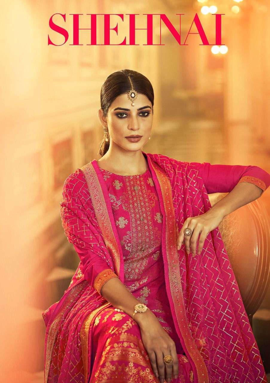 sargam shehnai series 313001-313006 pure viscose dola jacquard suit