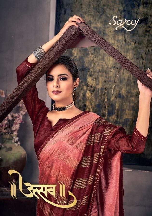 saroj utsav vol 2 series 1001-1006 chinon silk saree